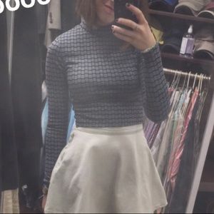 Blue and black cropped mockneck